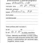 Zdravotní průkaz pracovníka v potravinářství